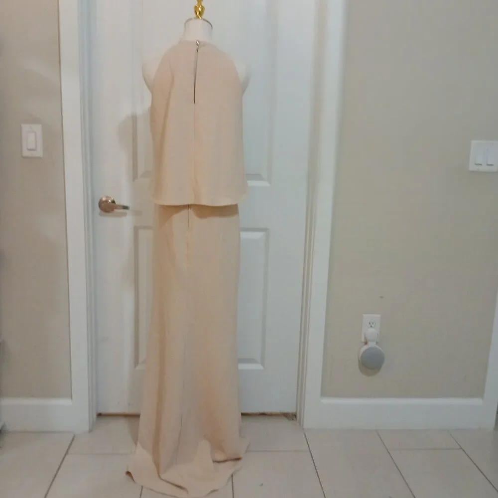 NWOT Windsor 2 Piece Formal Maxi Dress Women’s Size M Set Beige Halter Crop Top - Picture 4 of 6